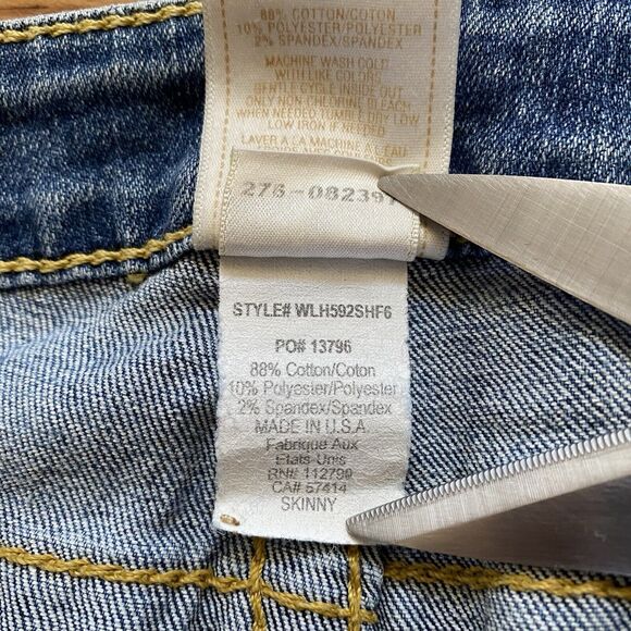 TRUE RELIGION NWT 26 Low Rise Skinny Gold Arrow Denim Big T Jeans Stretch Y2K - Picture 12 of 16